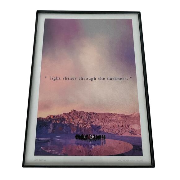 BTS Bangtan Not Today Light Shines Through The Darkness Print Black Frame 5x7 - Picture 1 of 2